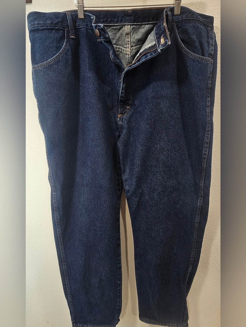 Rustler men's dark wash blue denim straight fit jeans 100% cotton 5-pocket